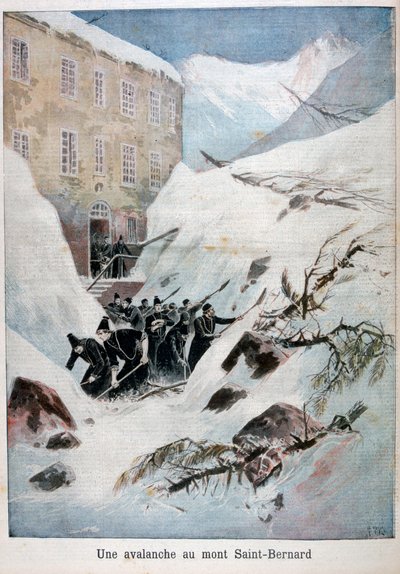 Lawine bij Mont Saint-Bernard, Zwitserland, 1897 door Henri Meyer