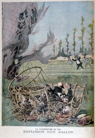 Ballonexplosie in Hal, België, 1895 door Henri Meyer
