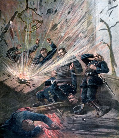 Explosie bij het politiebureau op de Rue des Bons-Enfants, Parijs, 1892 door Henri Meyer