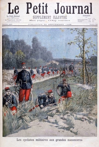 Franse fietsbrigade op militaire manoeuvres, 1896 door Henri Meyer