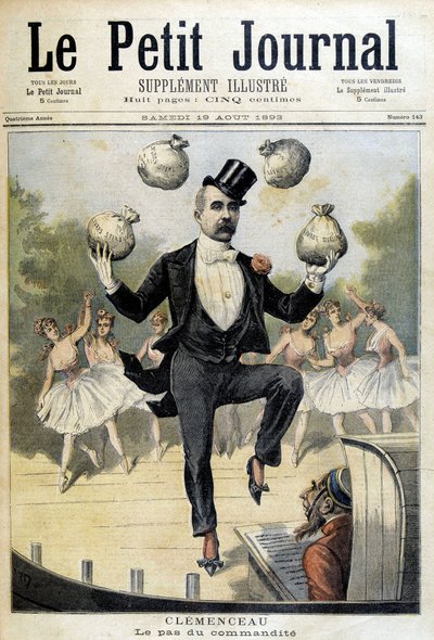 Georges Clemenceau jongleert met de Britse ponden - in "Le Petite Journal" van 19/08/1893 door Henri Meyer