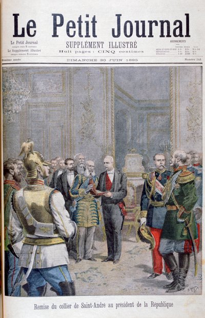 Overhandiging van de collier de Saint André aan de President van de Republiek door Henri Meyer