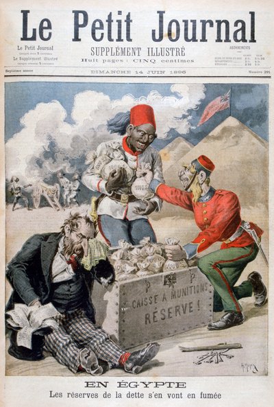 In Egypte: De reserves van de schuld gaan in rook op, 1896 door Henri Meyer