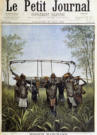 Missie Marchand: een doorsnede van de stoomboot Faidharbe in de savanne van het centrale plateau, van de Congo naar de Nijl (tekening door Henri Meyer van een foto door commandant Marchand) - in 