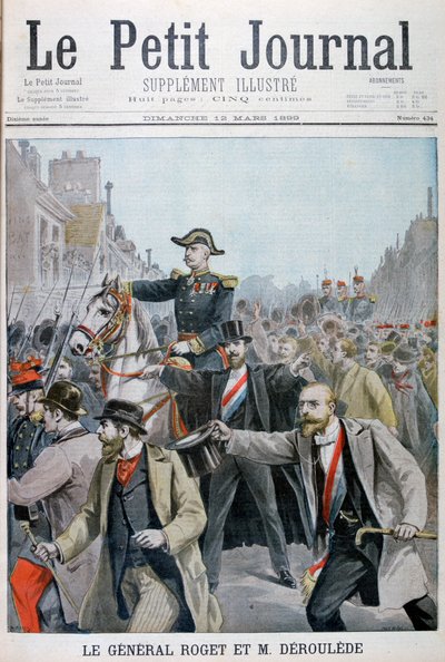 Paul Déroulède grijpt het hoofdstel van Generaal Roget, Parijs, 1899 door Henri Meyer