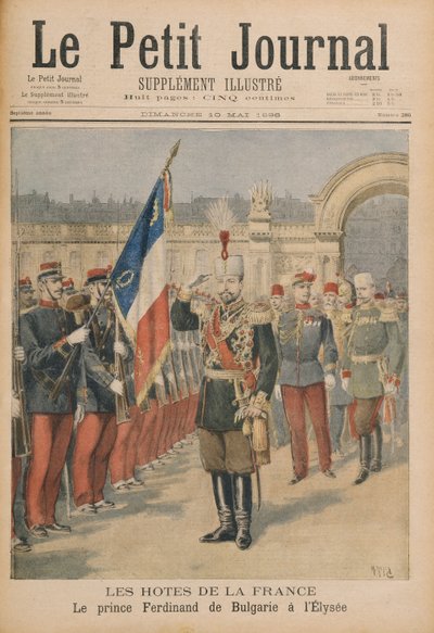 Prins Ferdinand (1861-1948) van Bulgarije in het Elysee Paleis, illustratie uit Le Petit Journal, 10 mei 1896 door Henri Meyer