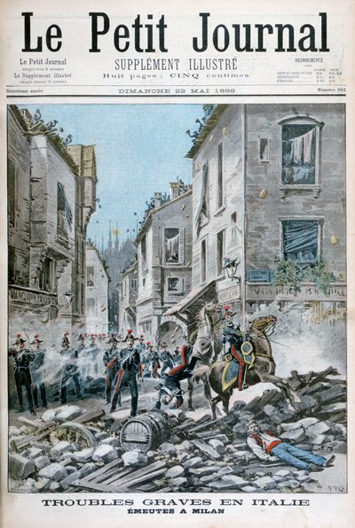 Ernstige ongeregeldheden en rellen in Milaan, Italië, 1898 door Henri Meyer