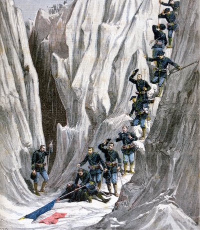 Het gevonden lijk van luitenant Bujon, Franse Alpen, 1891 door Henri Meyer