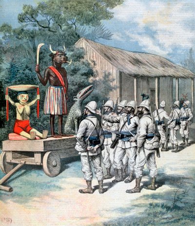 Het idool van oorlog, Kana, Dahomey, Afrika, 1892 door Henri Meyer