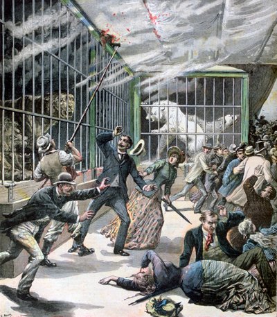 Het incident in de menagerie, Montceau-les-Mines, Frankrijk door Henri Meyer