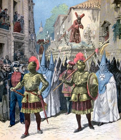 De processie van Goede Vrijdag, Heilige Week, Sevilla, 1891 door Henri Meyer