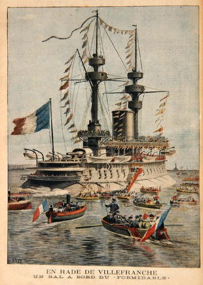 Haven van Villefranche, een bal aan boord van de Formidable, illustratie uit Le Petit Journal, gegraveerd door P.H.G.V. Michel, 1 maart 1896 door Henri Meyer