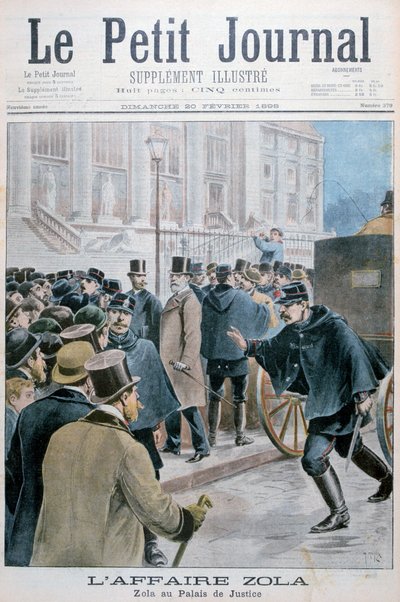 Émile Zola affaire, naar het Palais de Justice, Parijs, 1898 door Henri Meyer