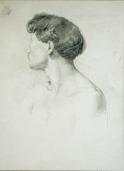 Man in profiel door Henri Michel Antoine Chapu