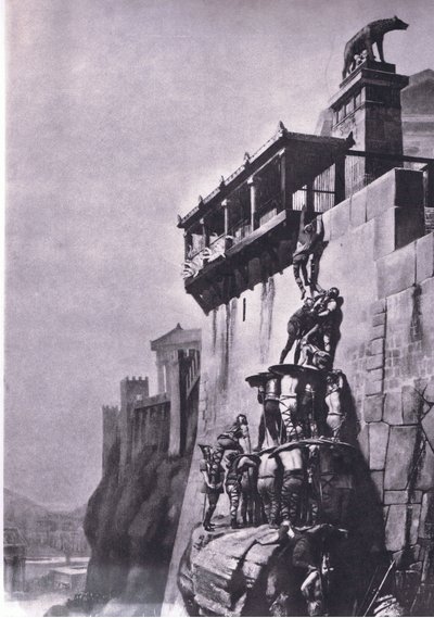De ganzen die Rome redden, uit MacMillan schoolposters, c.1950-60s door Henri Paul Motte