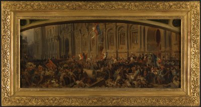 Lamartine die de rode vlag terugduwt bij het Hôtel de Ville, 25 februari door Henri Philippoteaux