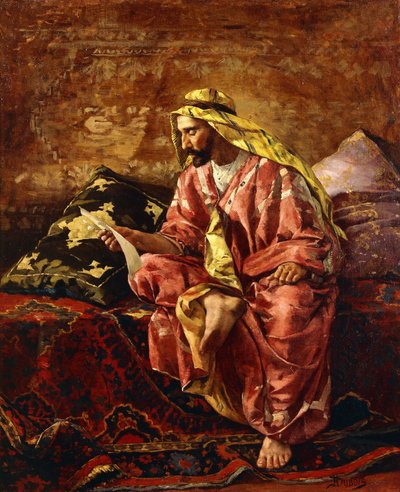 Een Arabier die een Brief Leest door Henri Pierre Hippolyte Dubois