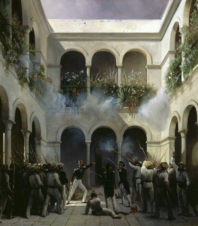 Aanval van François d’Orléans, prins de Joinville in Veracruz op 5 december 1838 door Henri Pierre Léon Pharamond Blanchard