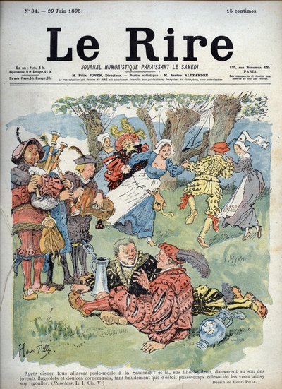 Landelijk vermaak - Humoristische tekening door Charles Henri Pille (1844-1897) die een passage uit 