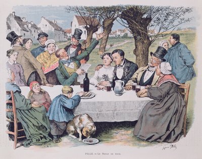 Bruiloftsfeest, eind negentiende eeuw door Henri Pille