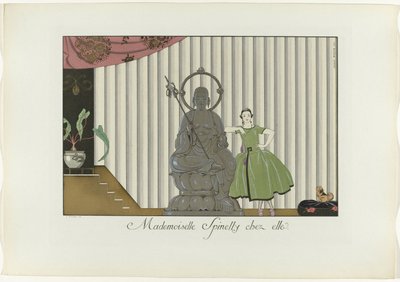 Mademoiselle Spinelly chez elle (Le Bonheur du Jour ou Les Graces à la Mode) door Henri Reidel