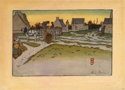 Het uur van het brood in Ville-Hue (Saint-Briac) door Henri Rivière