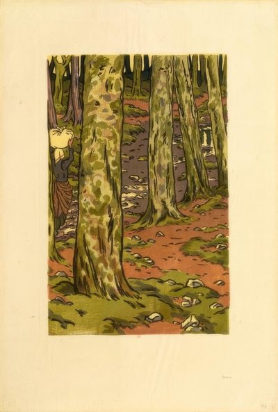 Wasplaats in het bos bij Loguivy door Henri Rivière