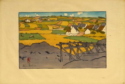 Het dorp La Chapelle gezien vanaf de Tertres (Saint-Briac) door Henri Rivière