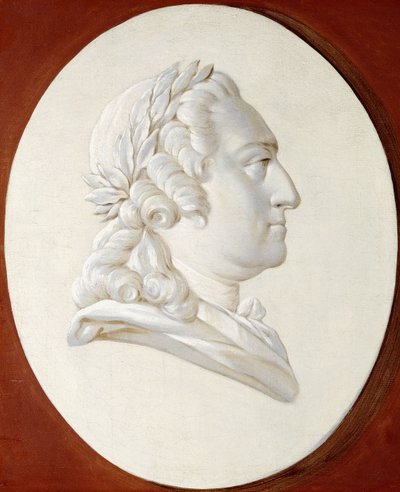 Portret van Koning Lodewijk XV, borstbeeld, in een geschilderd ovaal, een Trompe l