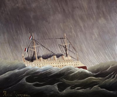 Schip in de storm door Henri Rousseau