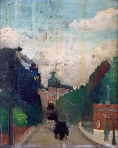 Schets, uitzicht op het Palais du Métropolitain door Henri Rousseau