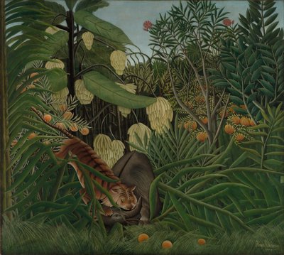 Gevecht tussen een tijger en een buffel, 1908 door Henri Rousseau