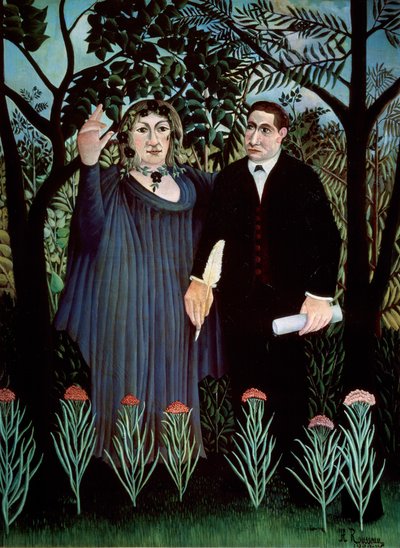 De Dichter en zijn Muze. Portret van Guillaume Apollinaire en Marie Laurencin, 1909 door Henri Rousseau