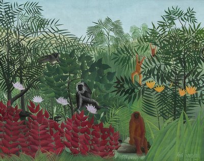 Tropisch bos met apen door Henri Rousseau