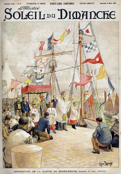 Zegen van de Newfoundland-vloot door Henri Rudaux. Gravure in 