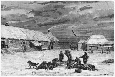 Bont Handel in Alaska, Fort Saint-Michel, 1867 door Henri Theophile Hildibrand