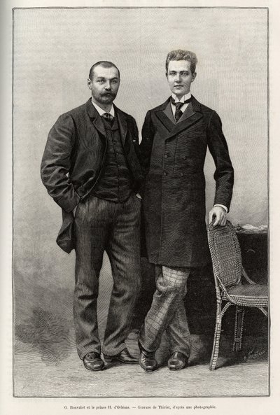Portretten van ontdekkingsreizigers Gabriel Bonvalot (1853-1933), auteur van het verhaal en Prins Henri d