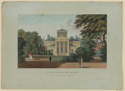 Uitzicht op het Pavillon de Monceau vanaf de Ingang, gegraveerd door Nyon Jeune, 1816 door Henri after Courvoisier Voisin
