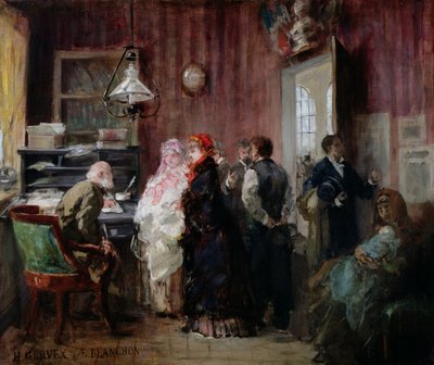 Geboorte, Stadhuis van het 19e arrondissement, ca. 1881 door Henri Gervex