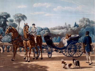 Paard en wagen, eerste helft 19e eeuw door Henri dAinecy Montpezat