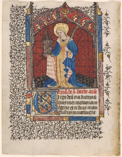 Blad uit een Getijdenboek: St. Barbara (6 van 6 Uitgesneden Bladen) door Henri d