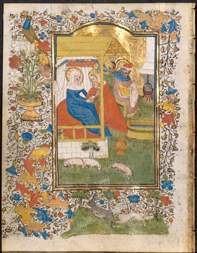 De Geboorte: Blad uit een Getijdenboek (3 van 6 Verwijderde Bladen) door Henri d