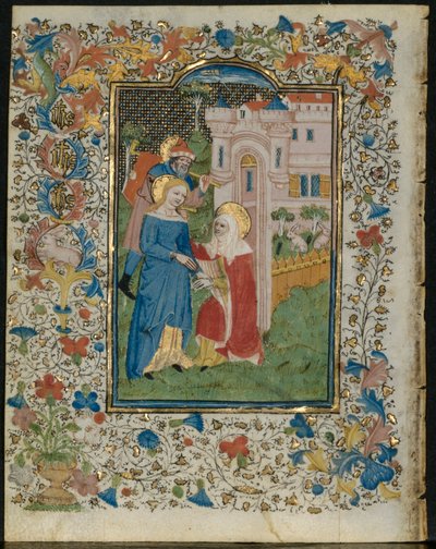 De Visitatie: blad uit een getijdenboek (5 van 6 uitgesneden bladen) door Henri d