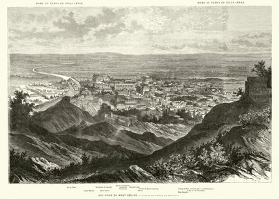 Rome gezien vanaf de Caeliaanse heuvel in de tijd van Julius Caesar (gravure) door Henri de (after) Montaut