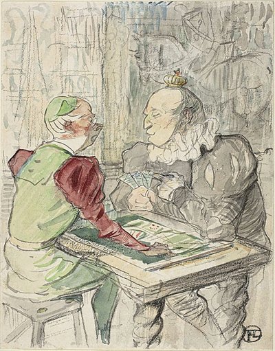 Het kaartspel van de koning, kopie, na 1895 door Henri de (after) Toulouse Lautrec