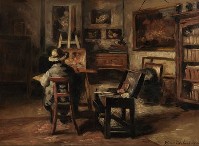 Het Atelier van Ferdinand De Braekeleer I, Vader van de Schilder door Henri de Braekeleer