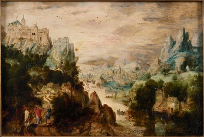 Landschap met weg naar Emmaüs, ca. 1540 door Henri de Herri met de Bles