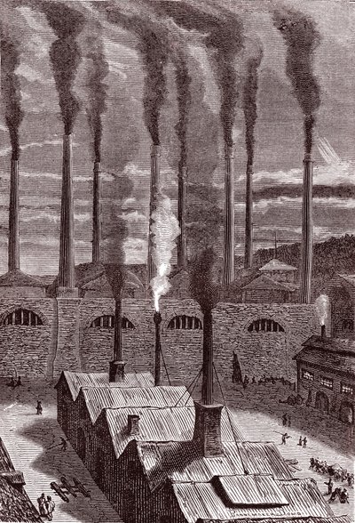 Grote kanonnenfabriek in Goldspring, nabij New-York door Henri de Montaut