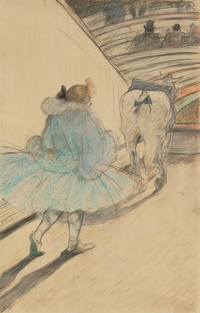 In het circus: de ring betreden door Henri de Toulouse Lautrec