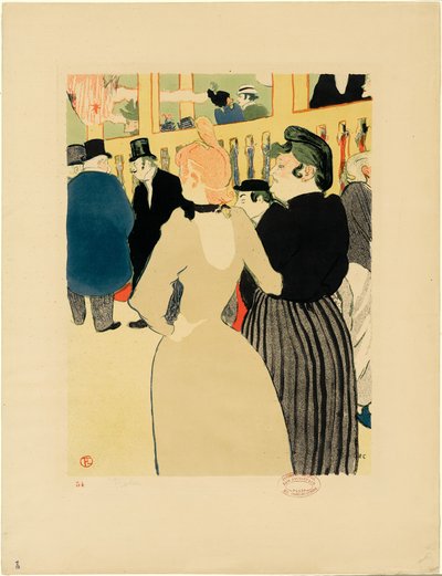 Bij de Moulin Rouge, La Goulue en haar zus door Henri de Toulouse-Lautrec